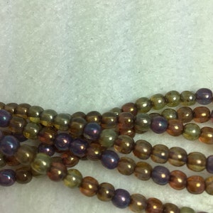 CZE 4mm Druk Grape, Sage, and Burnt Orange Mix Czech Beads