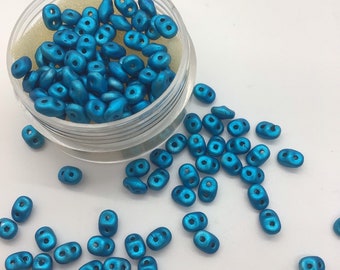 CZE Superduo Metalust Matte Turquoise Czech Beads