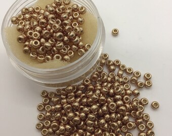 SB 8 - Cuentas de semillas Miyuki color champán galvanizadas con Duracoat