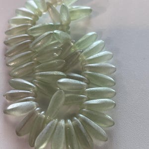 Matte Transparent Light Green Mini Czech Glass Daggers Czech Beads 10x3mm