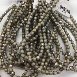 FP 3mm Fire Polished Olive with Picasso Luster FinishCzech Beads