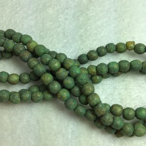 CZE 4mm Druk Sage Green with Picasso and Etched Finish Czech Beads