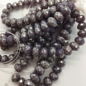 CZE 5x7mm Rondelle Violet with Mercury Finish Czech Beads