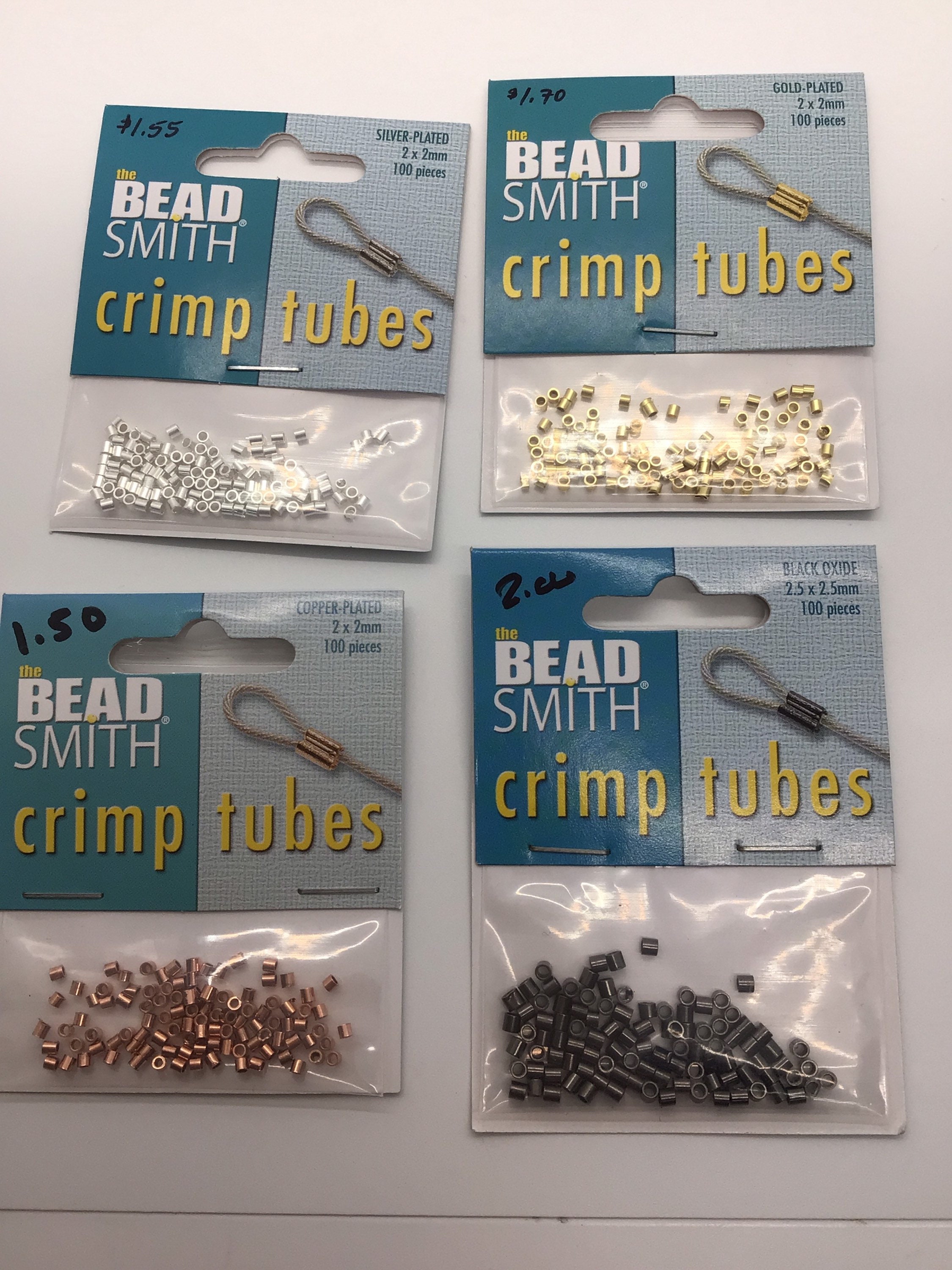 Silver Plated Crimp Beads, 2x2mm, 100 Pieces 