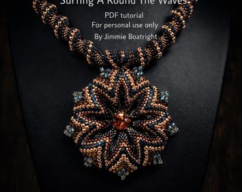 Surfing Around the Waves Pattern Beaded Pendant and Chain Pattern Jimmie Boatright  - DOWNLOADABLE PDF Instructions