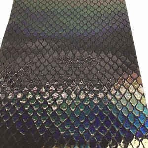 Lea Italian Leather Black with Oil Slick and Lizard Embossed