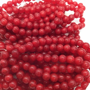 CZE 6mm Druk  Red Czech Beads