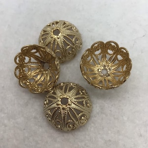 Vintage Large Gold Filigree Bead Caps