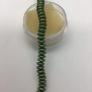 CZE 2-Hole Lentil Pearl Olive Czech Beads
