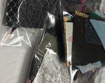 Italian Leather Fancy Scrap Packs~ Over 2 ounces of mixed pieces!