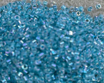 DB079 Lined Aqua Blue AB Miyuki Delica Cylinder Bead 11/o sold per 8g tube