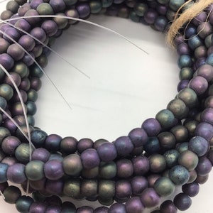 CZE 4mm Druk Metallic Purple Pansy Mix Czech Beads