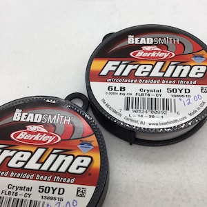 The Beadsmith Fireline by Berkley Micro-Fused Braided Thread 6lb.  Test.006/.15mm Diameter, 125 Yard Spool, Crystal Color Super Strong  Stringing Material for Jewelry Making and Bead Weaving