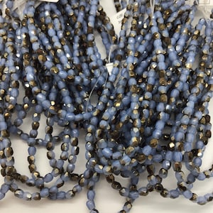 FP 3mm Fire Polished Cornflower with Bronze Luster Finish Czech Beads Czech Beads