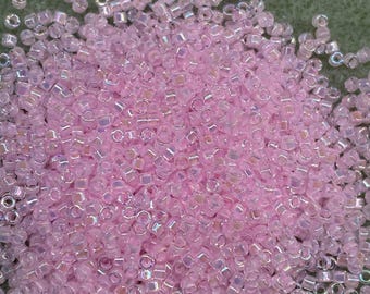 DB055 Lined Pale Pink AB Miyuki Delica Cylinder Bead 11/o sold per 8g tube