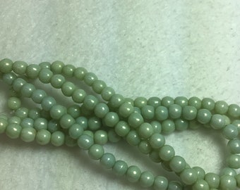 CZE 4mm Druk Light Sage Green Czech Beads