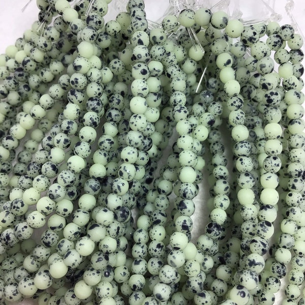 CZE 3mm Druk Laurel Green with Specks of Navy Czech Beads