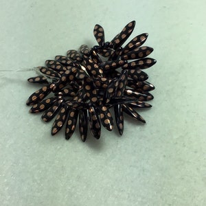 Jet and Copper Polka Dots Czech Glass Daggers Czech Beads