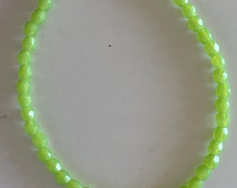 FP 3mm Fire Polished Lime Green Czech Beads