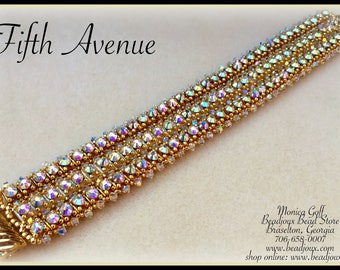 Fifth Avenue Crystal and Beads Beaded Bracelet Pattern - DOWNLOADABLE PDF Instructions
