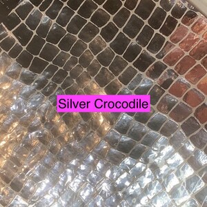 Leather 8.5x4 inch Half Sheet Silver Crocodile