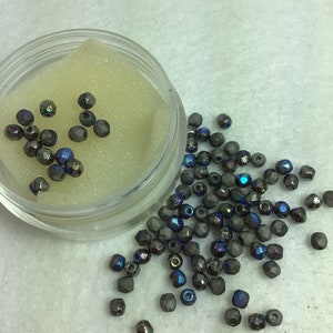 CZE 3mm Etched Fire Polished Metallic Grey Czech Beads
