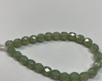 CZE 6mm Fire Polished Luster Pale Sage