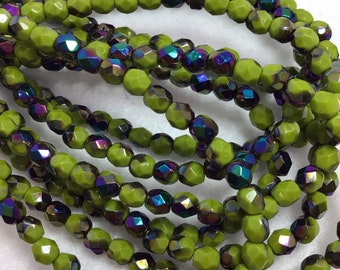 FP 4mm Fire Polished Vitrial opaque Olive