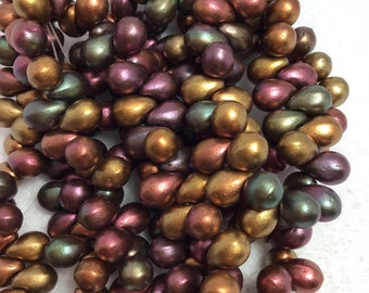7x5mm Drop Bead Metallic Mix Czech Beads