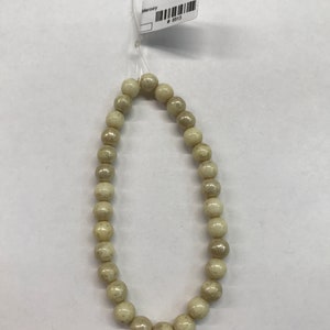 Druk 6mm Yellow Beige with Mercury Czech Beads