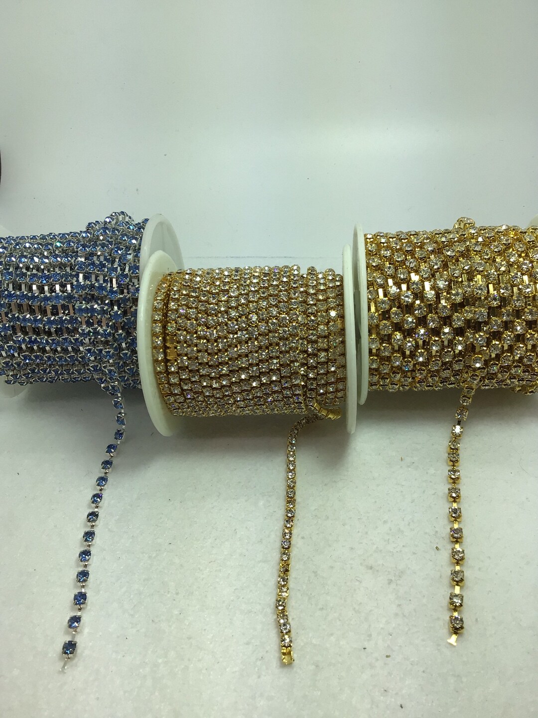 Fin Metal Cup Chain 3mm Crystals. Sold per Foot. Please Choose Color ...