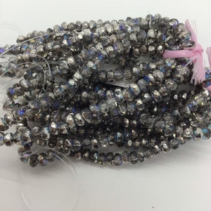2x3mm Czech Rondelle Transparent Glass with Silver And AB Finish Czech Beads