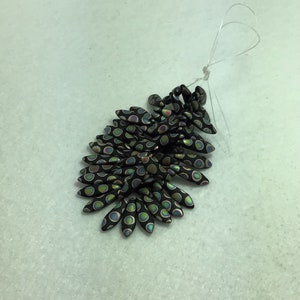 Matte Black Peacock Czech Glass Daggers Czech Beads