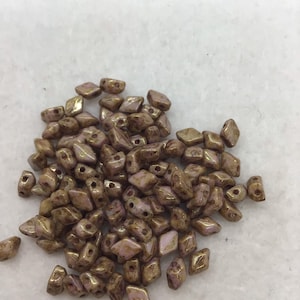 CZE Mini Gemduo Chalk Senegal Brown Purple Czech Beads