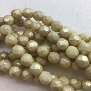 CZE 6mm Fire Polished White with Mercury Finish Czech Bead