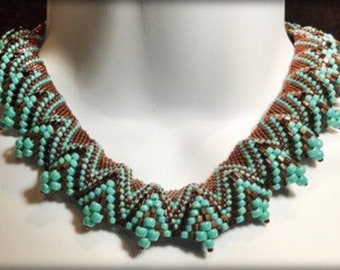 Surfing the Waves Beaded Necklace Pattern by Jimmie Boatright - peyote stitch - DOWNLOADABLE PDF Instructions