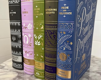 Exclusive 5 book set; Pride And Prejudice, Emma, Wuthering Heights, Jane Eyre | Emily Bronte, Sense Sensibility, Jane Austen, Faux leather