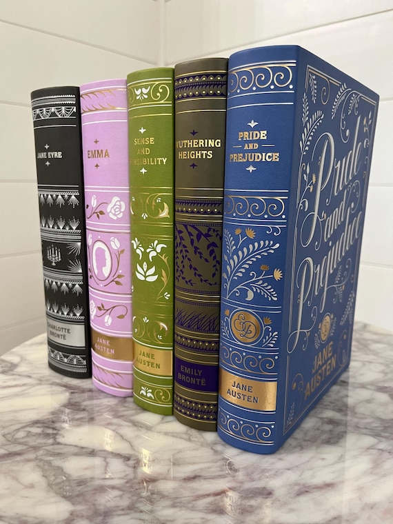 Exclusive 5 book set; Pride And Prejudice, Emma, Wuthering Heights, Jane Eyre | Emily Bronte, Sense Sensibility, Jane Austen, Faux leather