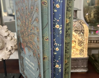The Cranford Classics RARE book SET; Pride And Prejudice by Jane Austen, Jane Eyre by Charlotte Brontë, Sense & Sensibility- Painted Edges