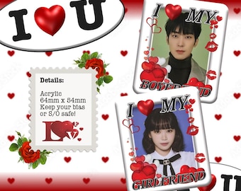 y2k Acrylic Photo Keychain: i <3 you, Boyfriend/Girlfriend Gift