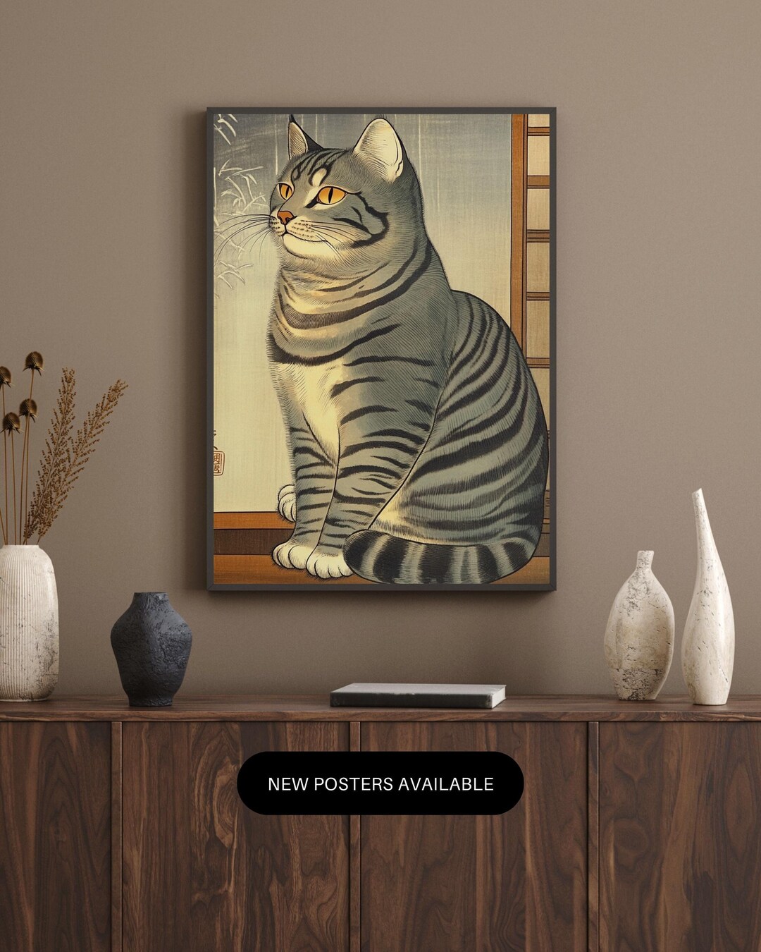 Japanese Wall Cat Ukiyoe Art Ukiyoe Style Printable Artjapanese ...