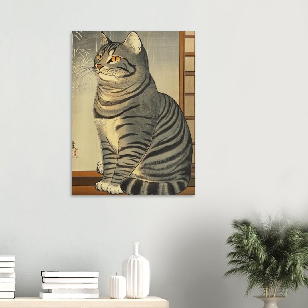 Wall Art Cat Ukiyo-e Poster | Traditional Japanese Art Print | Premium ...