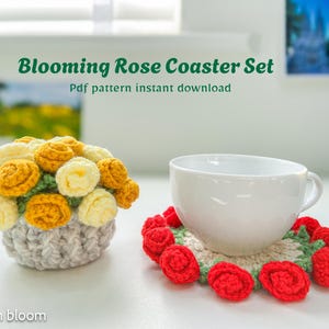Untersetzer Blumenmuster | Blumen Untersetzer Set | Handgemachte Blumen Untersetzer für Tee & Kaffee｜Muttertag|Einweihungsparty|Wohnkultur