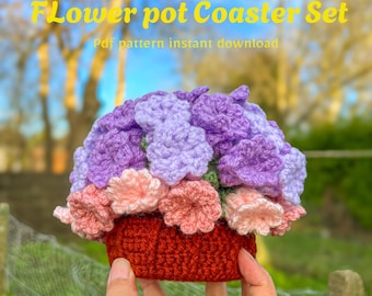 Flower coaster crochet PATTERNS| crochet patterns| home dec|house warming gift|Mother's day|Video tutorial|instant download|no Sew