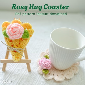3D Rosy Flower Crochet Coaster Pattern – Beginner-Friendly (PDF Pattern)