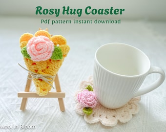 3D Rosy Flower Crochet Coaster Pattern – Beginner-Friendly (PDF Pattern)