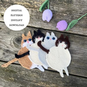 Crochet Cat Coaster Pattern: Easy DIY Kitty Mug Rug (PDF Digital Download)