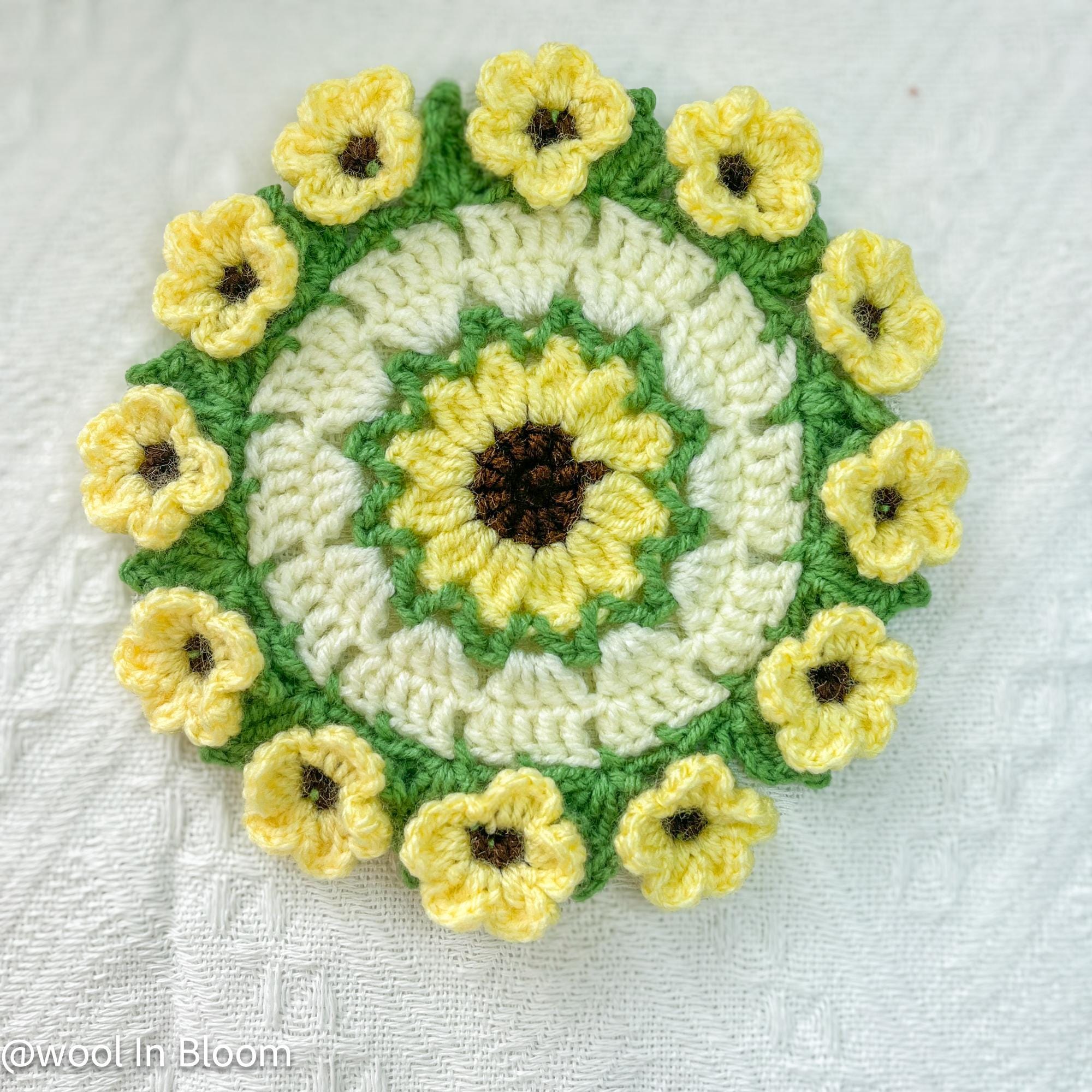 Sunflower Coaster Crochet Pattern: DIY Flower Coaster & Pot Holder (PDF ...