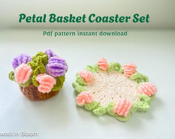 Crochet Flower Coaster Pattern – Petal Basket Home Decor (PDF Pattern)