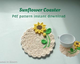 Sunflower Coaster Crochet Pattern: DIY Home Decor (PDF Pattern)